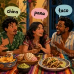 Personas latinas riéndose por palabras que significan cosas distintas según el país.